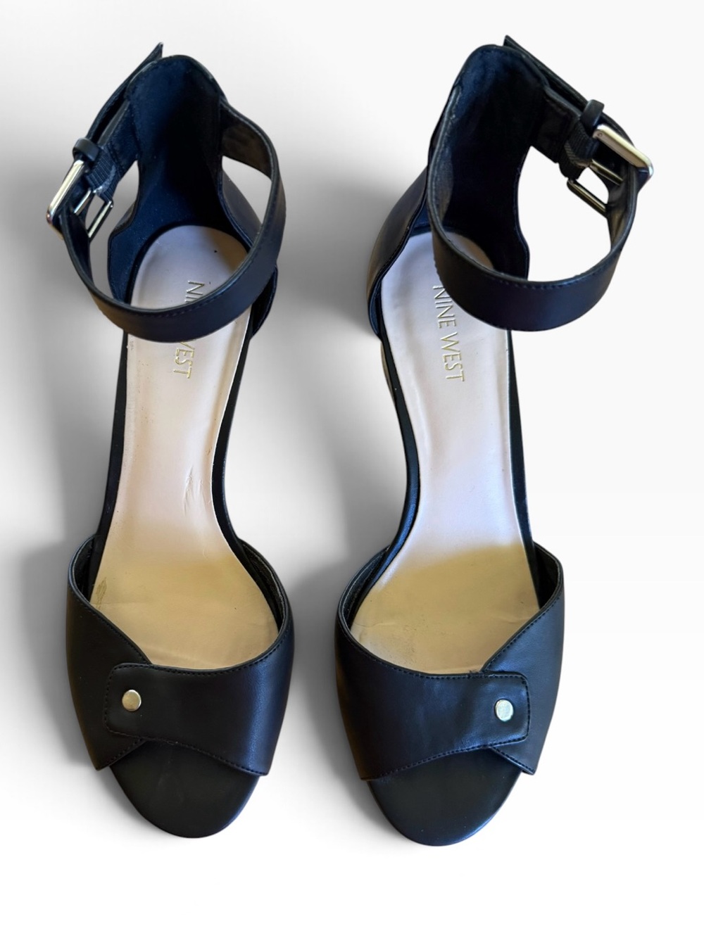 Women’s Nine West Black Open-Toe Ankle-Strap Heels NWOT Size 9M